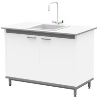 Стол-мойка на опорной тумбе из металла ЛАБ-М МО МЕ 120.65.90 С20
