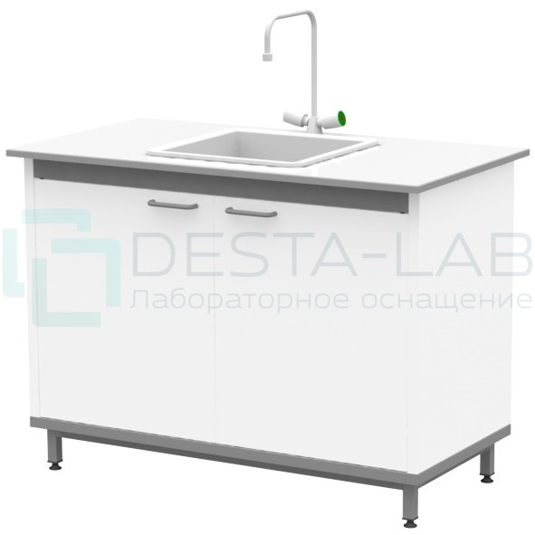 Стол-мойка на опорной тумбе из металла ЛАБ-М МО МЕ 120.65.90 С20