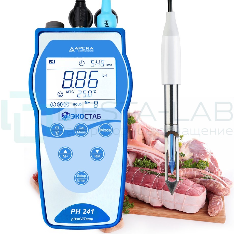 Портативный рН-метр с GLP ЭКОСТАБ PH241MT (для мяса)
