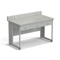 Стол для хроматографа ЭКРОС 1500х800х900/1030 мм с сервисной панелью и ящиками, раб. поверхность - ЛАМИНАТ СЕРЫЙ