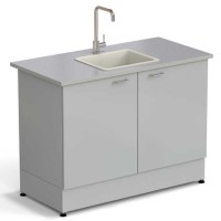 Стол-мойка ЭКРОС 1200х600х900 мм, чаша полипропилен по центру, раб. поверхность - МОНОЛИТНЫЙ КЕРАМОГРАНИТ с ПВХ кромкой