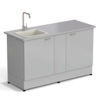 Стол-мойка ЭКРОС 1500х600х900 мм, чаша полипропилен слева, раб. поверхность - МОНОЛИТНЫЙ КЕРАМОГРАНИТ с ПВХ кромкой