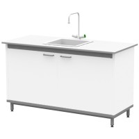 Стол-мойка на опорной тумбе из металла ЛАБ-М МО МЕ 150.65.90 С20