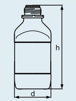 Бутыль DURAN Group 1000 мл, GL45, квадратная, узкогорлая, без крышки и сливного кольца, бесцветное силикатное стекло