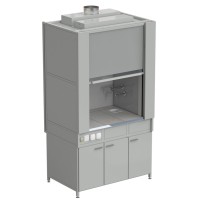 Шкаф вытяжной с коконом из стеклопластика с водой с электрикой 1200х820х2240 мм, раб. поверхность - КЕРАМИКА