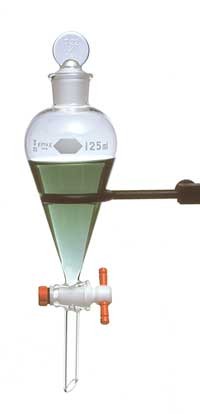 Воронка делительная грушевидная Kimble 125 мл, без градуировки, PTFE кран, автоклавируемая, с пробкой, стекло