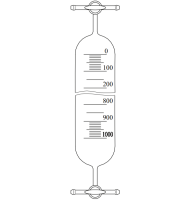 Пипетка газовая 1000 мл с 3-х ходовыми кранами эскиз 3-153