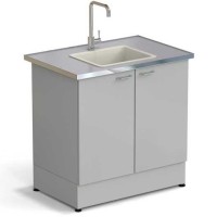 Стол-мойка ЭКРОС 900х600х900 мм, чаша полипропилен по центру, раб. поверхность - МОНОЛИТНЫЙ КЕРАМОГРАНИТ с НС бортиком