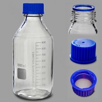 Банка лабораторная стеклянная 1 л, с делениями, с навинчив. крышкой, светлое стекло