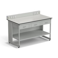 Стол для хроматографа ЭКРОС 1500х800х900/1030 мм с сервисной панелью, ящиками и полкой, раб. поверхность - LABGRADE