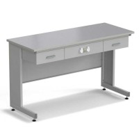 Стол приборный с ящиками и электрикой ЭКРОС 1500х600х900 мм, раб. поверхность - МОНОЛИТНЫЙ КЕРАМОГРАНИТ с ПВХ кромкой