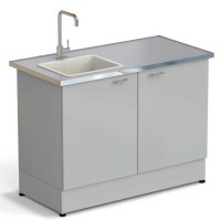 Стол-мойка ЭКРОС 1200х600х900 мм, чаша полипропилен слева, раб. поверхность - МОНОЛИТНЫЙ КЕРАМОГРАНИТ с НС бортиком