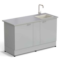 Стол-мойка ЭКРОС 1500х600х900 мм, чаша полипропилен справа, раб. поверхность - МОНОЛИТНЫЙ КЕРАМОГРАНИТ с ПВХ кромкой