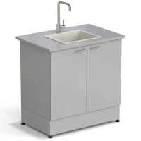 Стол-мойка ЭКРОС 900х600х900 мм, чаша полипропилен по центру, раб. поверхность - МОНОЛИТНЫЙ КЕРАМОГРАНИТ с ПВХ кромкой