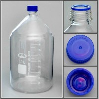 Банка лабораторная стеклянная 10 л, с делениями, с навинчив. крышкой, светлое стекло