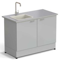 Стол-мойка ЭКРОС 1200х600х900 мм, чаша полипропилен слева, раб. поверхность - МОНОЛИТНЫЙ КЕРАМОГРАНИТ с ПВХ кромкой