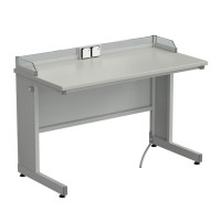 Стол ученический с бортиком и розетками 1200х600х840, раб. поверхность - ЛАМИНАТ СЕРЫЙ