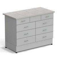 Стол-тумба ЭКРОС 1200х600х900 мм 2 ящика + 3 ящика + 3 ящика, раб. поверхность - КЕРАМИКА с ПВХ кромкой