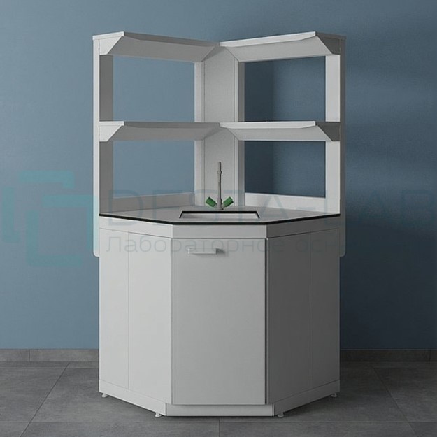 Стол мойка СМС-Д угловой с двумя полками (950/650) GranTec