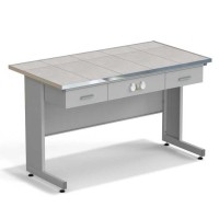 Стол приборный с ящиками и электрикой ЭКРОС 1500х800х900 мм, раб. поверхность - КЕРАМИКА с НС бортиком