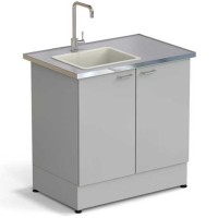 Стол-мойка ЭКРОС 900х600х900 мм, чаша полипропилен слева, раб. поверхность - МОНОЛИТНЫЙ КЕРАМОГРАНИТ с НС бортиком