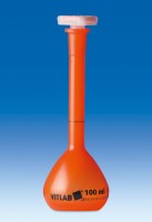 Колба мерная VITLAB с пробкой NS, UV-protect, 50 мл, класс А, PMP