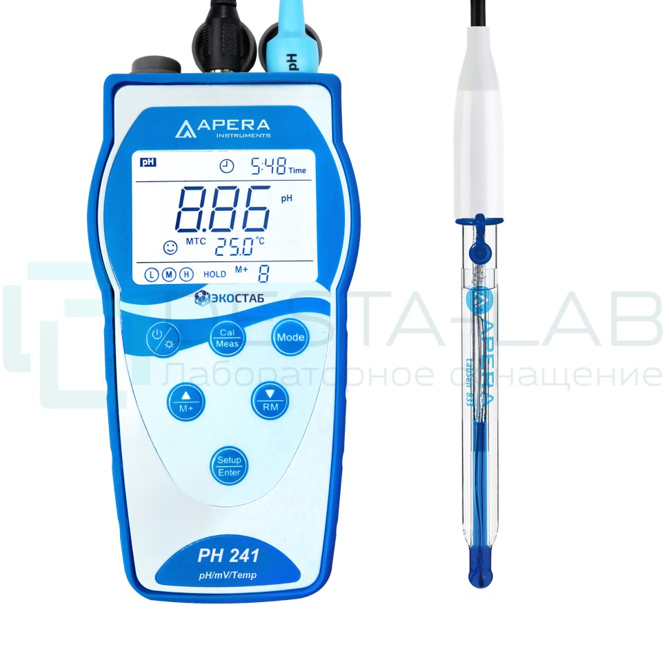 Портативный рН-метр с GLP ЭКОСТАБ PH241HF (для концентрированных кислот)