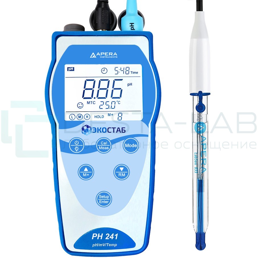 Портативный рН-метр с GLP ЭКОСТАБ PH241HF (для концентрированных кислот)