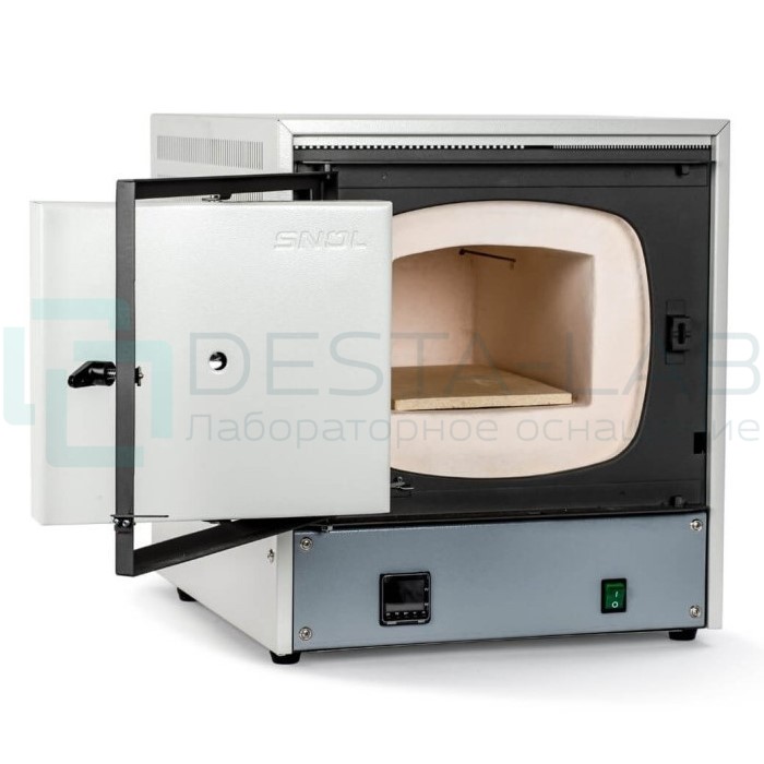 SNOL 8,2/1100 универсальная лабораторная муфельная электропечь с литой камерой из термоволокна (откидная дверца вниз (на заказ), интерфейс)