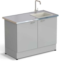 Стол-мойка ЭКРОС 1200х600х900 мм, чаша полипропилен справа, раб. поверхность - МОНОЛИТНЫЙ КЕРАМОГРАНИТ с НС бортиком