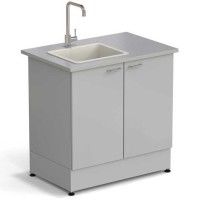 Стол-мойка ЭКРОС 900х600х900 мм, чаша полипропилен слева, раб. поверхность - МОНОЛИТНЫЙ КЕРАМОГРАНИТ с ПВХ кромкой