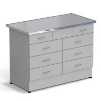 Стол-тумба ЭКРОС 1200х600х900 мм 2 ящика + 3 ящика + 3 ящика, раб. поверхность - МОНОЛИТНЫЙ КЕРАМОГРАНИТ с НС бортиком