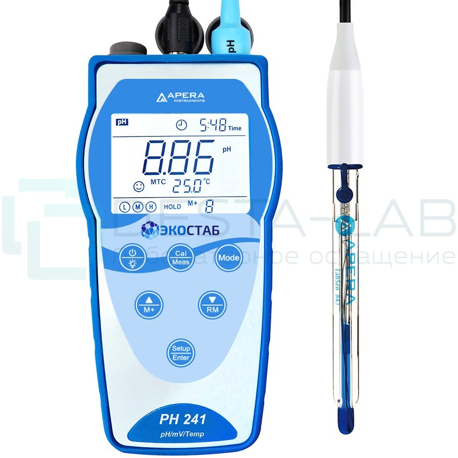 Портативный рН-метр с GLP ЭКОСТАБ PH241SA (для сильнощелочных растворов)