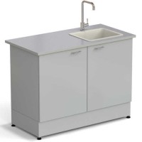 Стол-мойка ЭКРОС 1200х600х900 мм, чаша полипропилен справа, раб. поверхность - МОНОЛИТНЫЙ КЕРАМОГРАНИТ с ПВХ кромкой