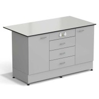 Стол-тумба ЭКРОС 1500х800х900 мм 1 дверь + 1 дверь + 3 ящика с электрикой, раб. поверхность - LABGRADE