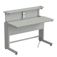 Стол ученический с выдвижным блоком и розетками 1200х600х1025, раб. поверхность - ЛАМИНАТ СЕРЫЙ