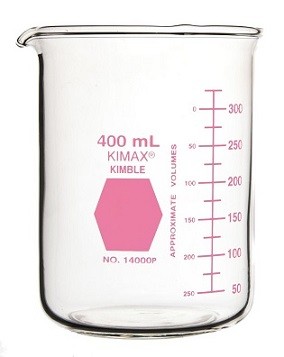 Стакан Гриффина Kimble Colorware 150 мл, низкий, с розовой градуировкой, с носиком, стекло