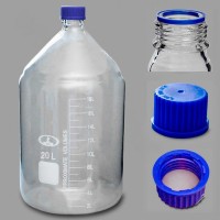 Банка лабораторная стеклянная 20 л, с делениями, с навинчив. крышкой, светлое стекло