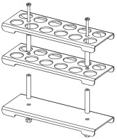 Штатив для пробирок Bochem, разборный, размеры 145x52x90, на 12 пробирок, нержавеющая сталь