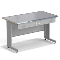 Стол приборный с ящиками и электрикой ЭКРОС 1500х800х900 мм, раб. поверхность - МОНОЛИТНЫЙ КЕРАМОГРАНИТ с НС бортиком