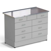 Стол-тумба ЭКРОС 1200х600х900 мм 2 ящика + 3 ящика + 3 ящика, раб. поверхность - НЕРЖАВЕЮЩАЯ СТАЛЬ