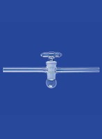 Кран вакуумный Lenz одноходовой, прямой, NS24, диаметр отверстия 8,0 мм, стекло