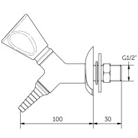 Кран вакуумный угловой, 45°, для установки в стену/стеллаж, арт. 15052.2