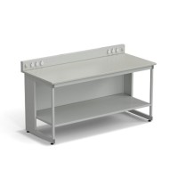 Стол для хроматографа ЭКРОС 1800х800х900/1030 мм с сервисной панелью и полкой, рабочая поверхность - ЛАМИНАТ СЕРЫЙ