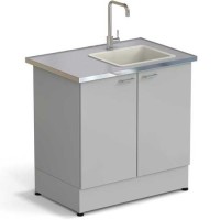 Стол-мойка ЭКРОС 900х600х900 мм, чаша полипропилен справа, раб. поверхность - МОНОЛИТНЫЙ КЕРАМОГРАНИТ с НС бортиком