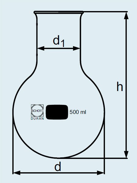 Колба DURAN Group 6000 мл, круглодонная, широкогорлая (d=65 мм), стекло