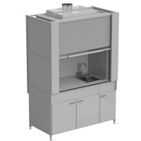 Шкаф вытяжной с коконом из стеклопластика с мойкой из НС и смесителем с ВЗБ светильником 1500х820х2240 мм, раб. поверхность - LABGRADE