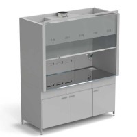 Шкаф вытяжной с подводом воды с ВЗБ светильником 1800х900х2145 мм, раб. поверхность - НЕРЖАВЕЮЩАЯ СТАЛЬ