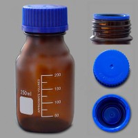 Банка лабораторная стеклянная 250 мл, с делениями, с навинчив. крышкой, темное стекло