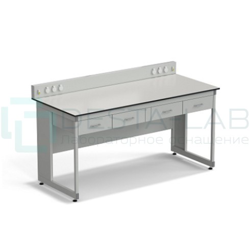 Стол для хроматографа ЭКРОС 1800х800х900/1030 мм с сервисной панелью и ящиками, раб. поверхность - LABGRADE